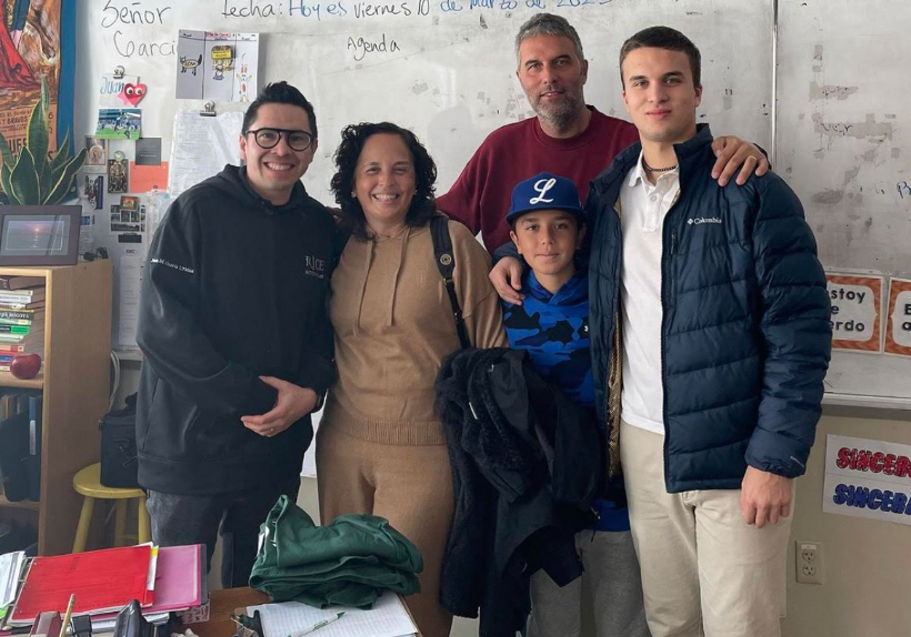 Juan is shown with exchange student Juan Scandolo from Argentina and his family in the Spanish classroom. (Photo/@rmhsvt Instagram)
