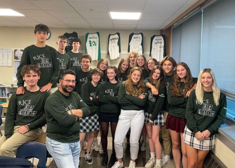 Mike Mazzella with his AP Chemistry students in November. (Photo/Megan Shrestha)