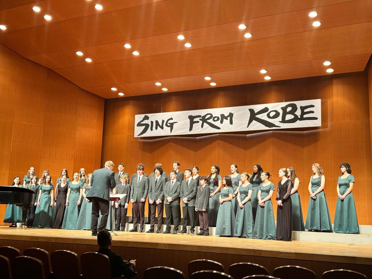 The Rice Chorus on the competition stage in Kobe, Japan. 