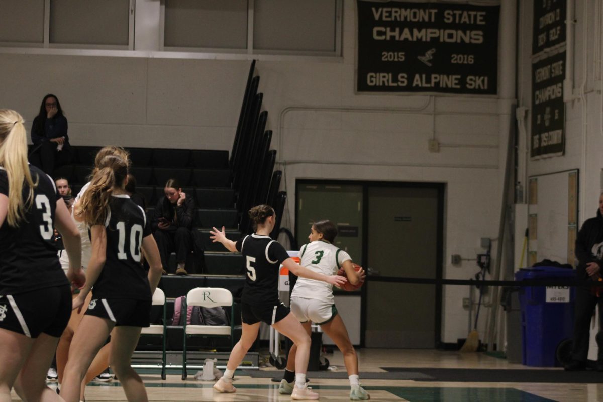 Senior Reese Billings is caught in the corner in the first quarter of the Girls Basketball Senior Game, February 17, 2026.