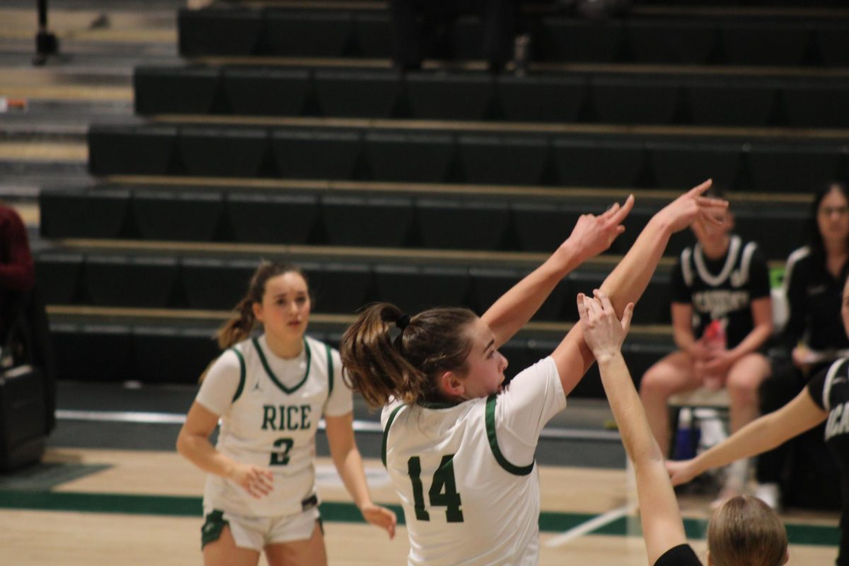 Sophomore Campbell Clarke takes a shot from the top of the key on February 17, 2026.